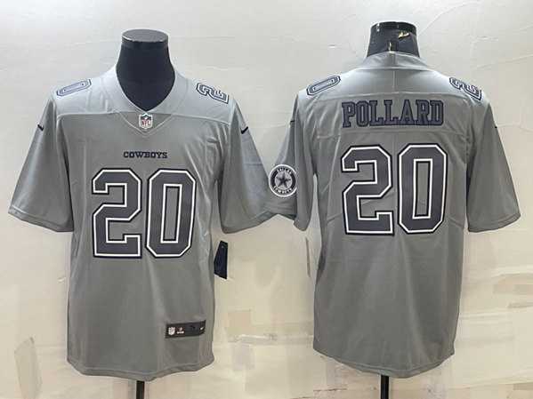 Men%27s Dallas Cowboys #20 Tony Pollard With Patch Gray Atmosphere Fashion Stitched Jersey